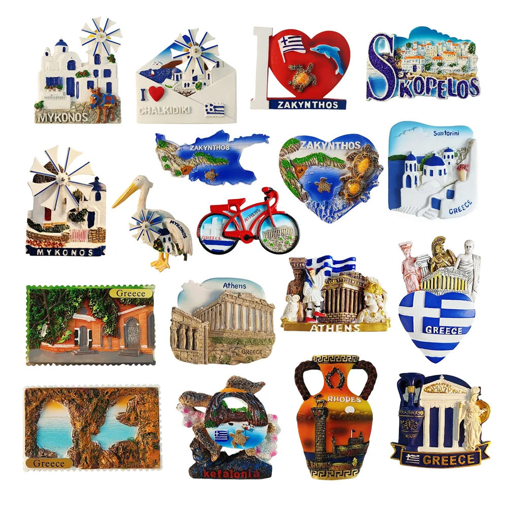 Europe Greece 3D Fridge Magnets Tourism Souvenir Refrigerator Magnets Sticker Collection Handicraft Decoration