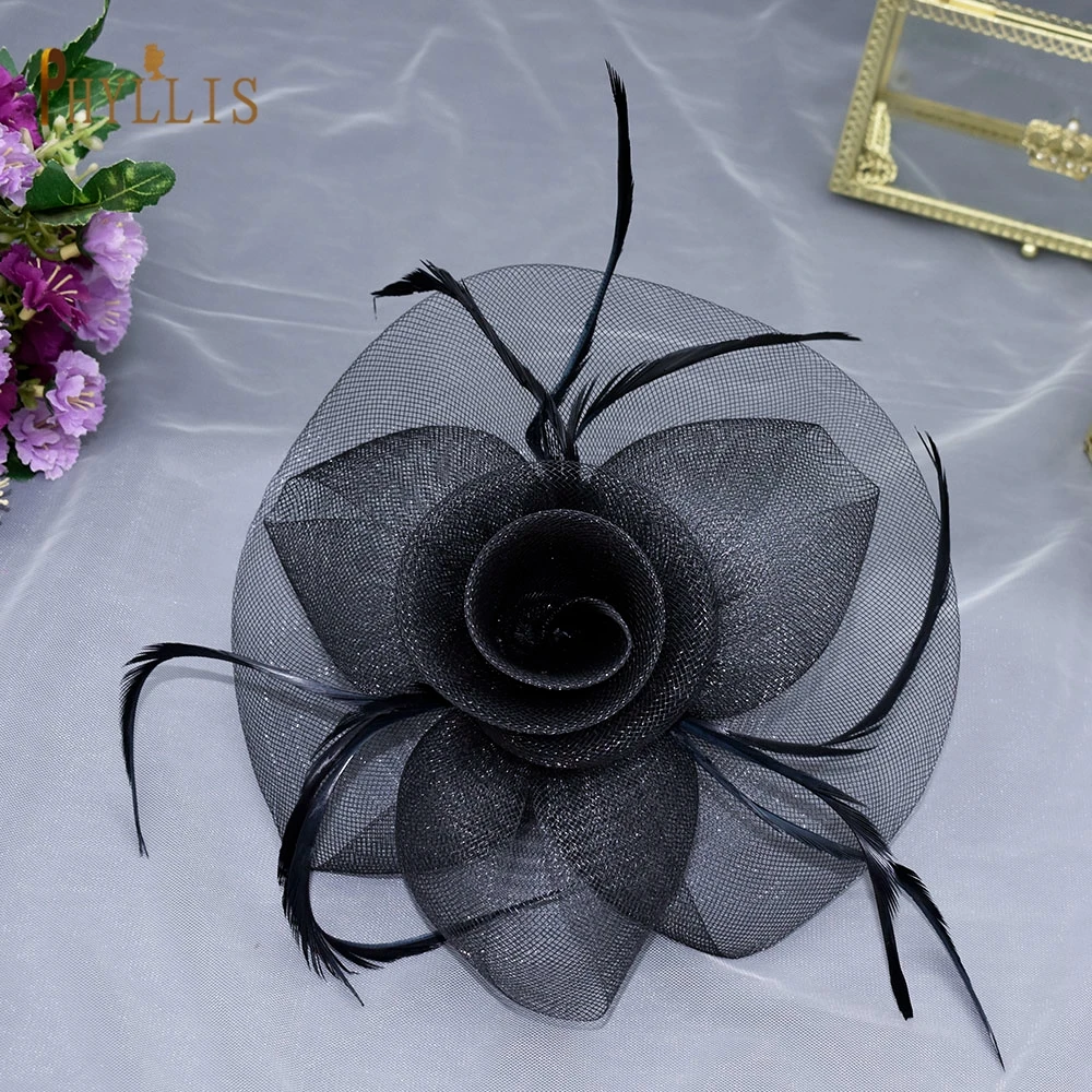 JM14 Fascinators خمر للسيدات ، قبعة Pillbox مع الحجاب ، مشبك شعر أسود وأزرق ، عصابة رأس ، قفص طيور ، غطاء رأس لحفل الزفاف