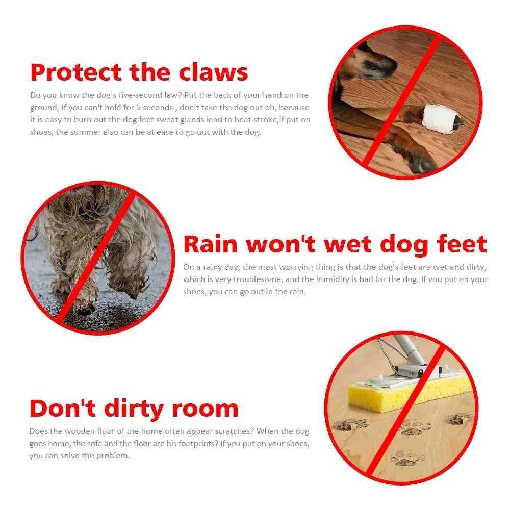 Hot Pavement for Small Large Dogs Paw Protectors with Reflective Stripe Pet Rain Boots Dog Boots Dog Shoes Pet Supplies