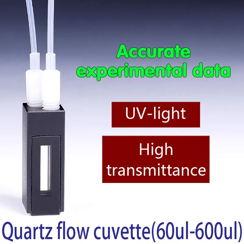 60ul-600ul Quartz flow cuvette cell  path length 1mm/2mm/5mm/10mm