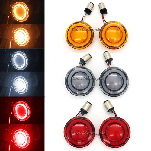 Para Touring FLHTCSE Softail FLFB Dyna modelos Sportster XL 1157 estilo bala LED caja de conversiones de señal de giro delantera y trasera