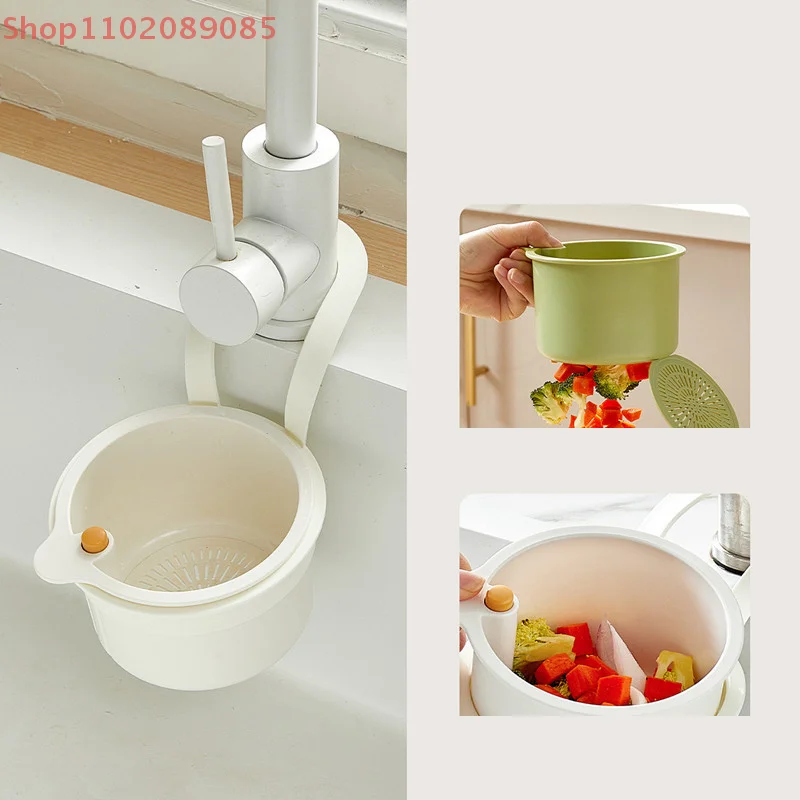 Creative Sink Hanging Plastic Strainer Basket Openable Bottom Cover Detachable Kitchen Garbage Filter Quickly Drain