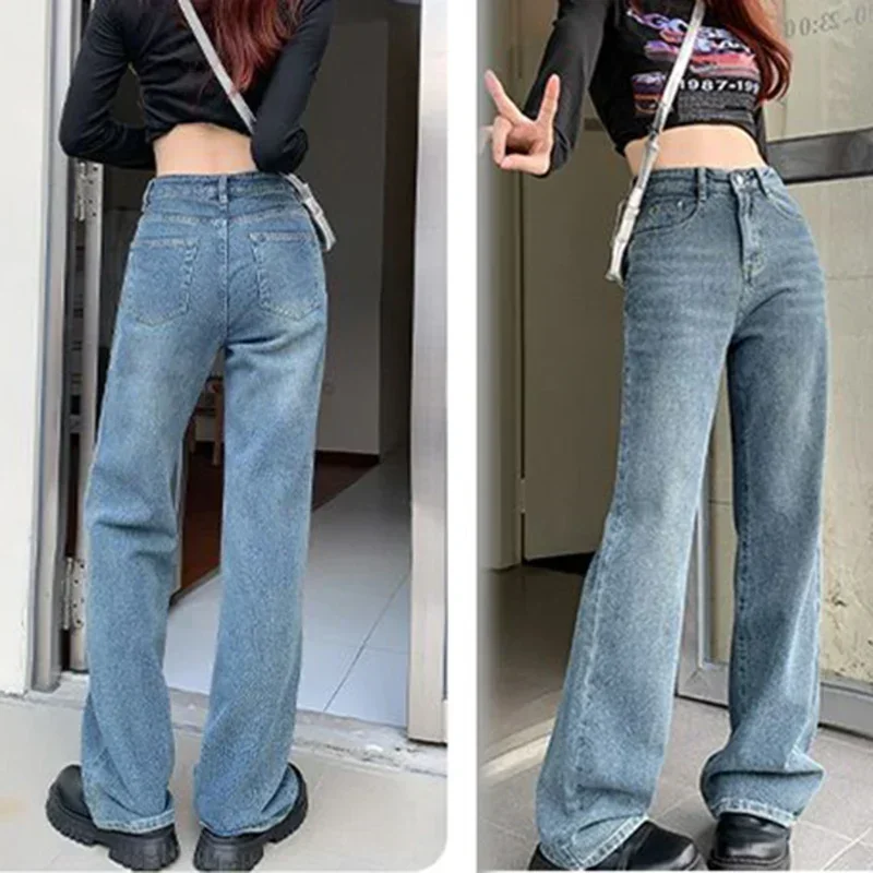 

Female Oversized Blue Straight Leg Denim Pants New Woman Brand Classic Wide Leg Denim pants Girls Loose Vintage High Waist Jeans