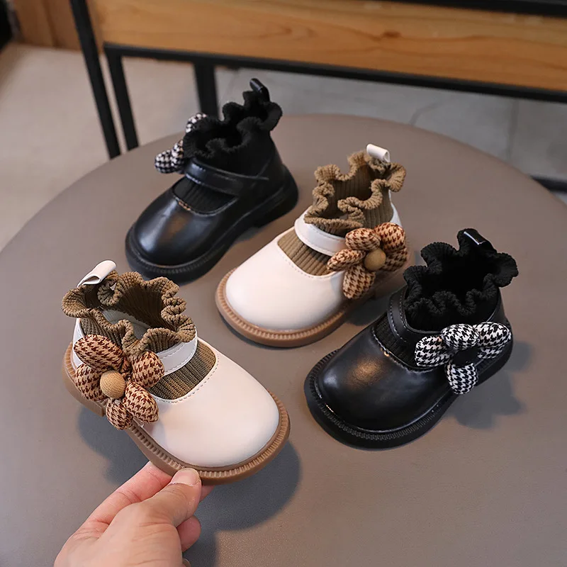 Autumn Baby Shoes Toddler Fashion PU Leather Shoes Kids Shoes Girls Sock Shoes Toddler 2024 New Arrival Birthday Gifts