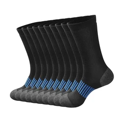 10 pairs of men's four season simple striped breathable sports socks, men's black and white running socks, mid length socks