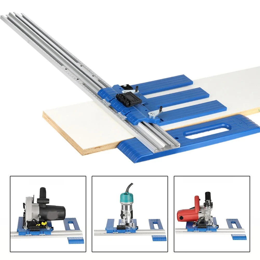Blue Aluminum Alloy Fixed Guide Rail 0-65cm Adjustable Slotting Slide Track For Electric Circular Saw Woodworking Cutting Tool