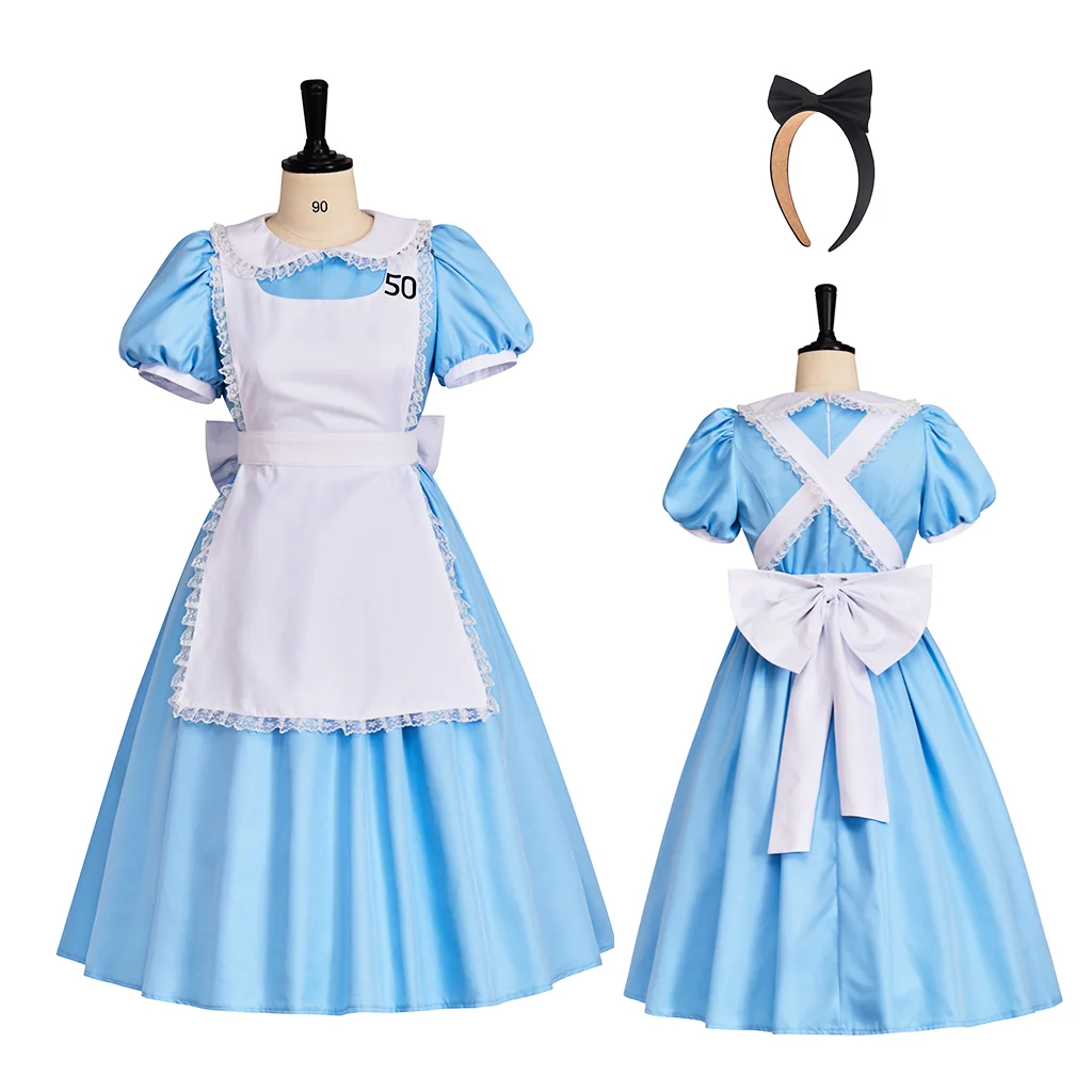 Movie Alice Cosplay Blue Maid Dress Halloween Carnival Costume Stage Play Costume