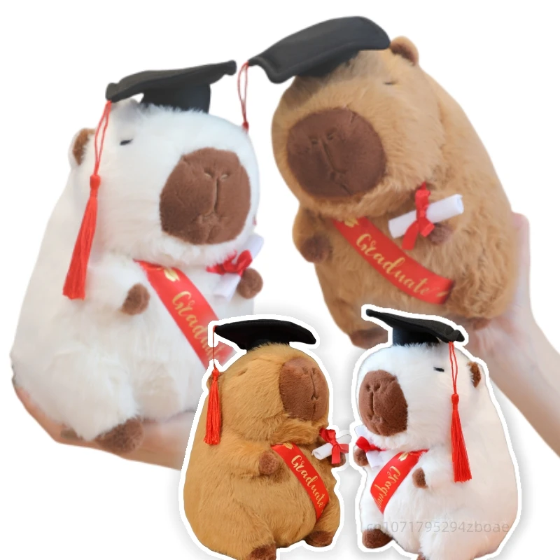 Cute Cartoon Graduate Capybara Plush Toy Soft Stuffed Graduation Season Gift Lovely Capybara Doll For Students Graduation Gifts