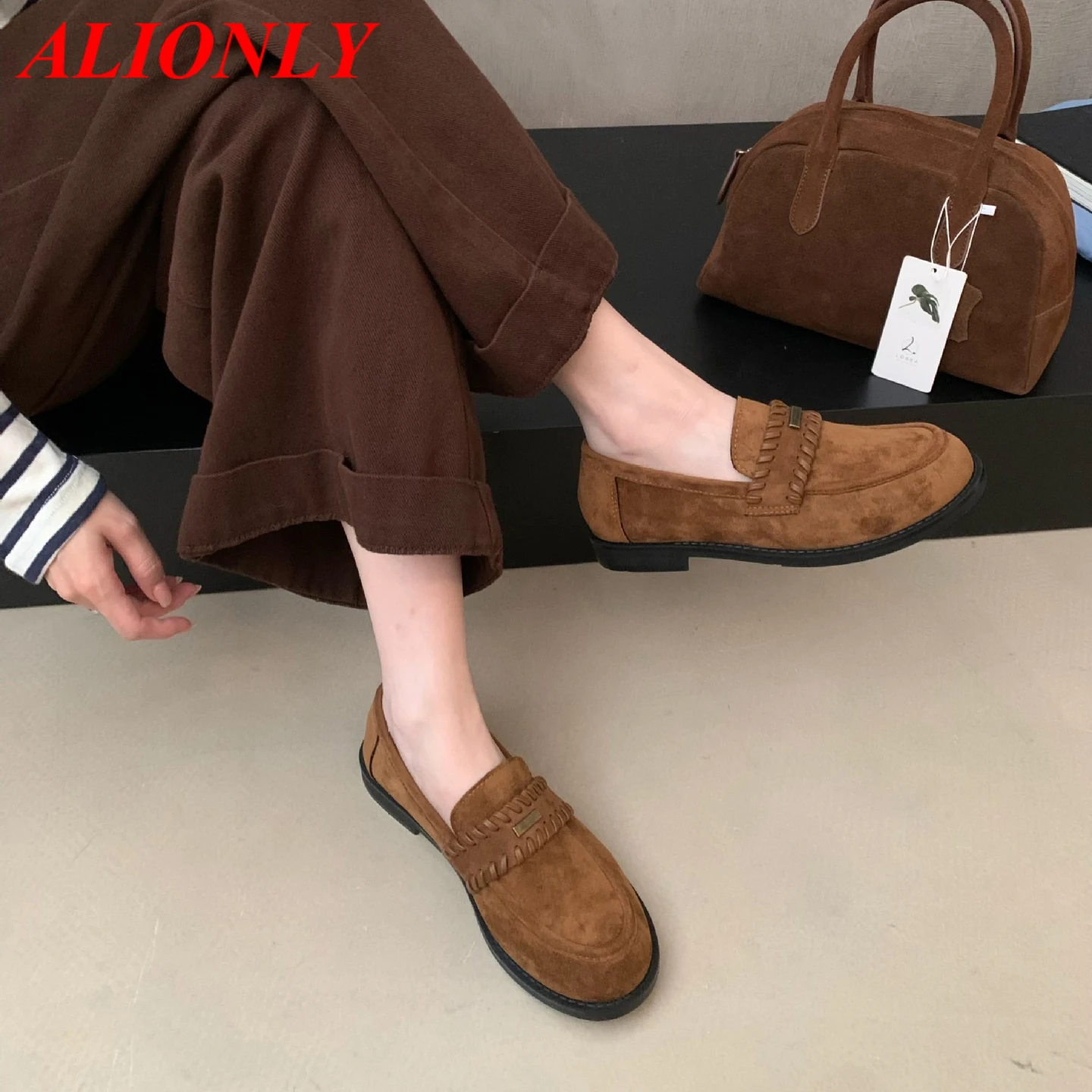 

Alionly 2026 New Flat Shoes Women's Round-toe Shallow Top-grade Casual Shoes Soft Leather Long Women's Shoes