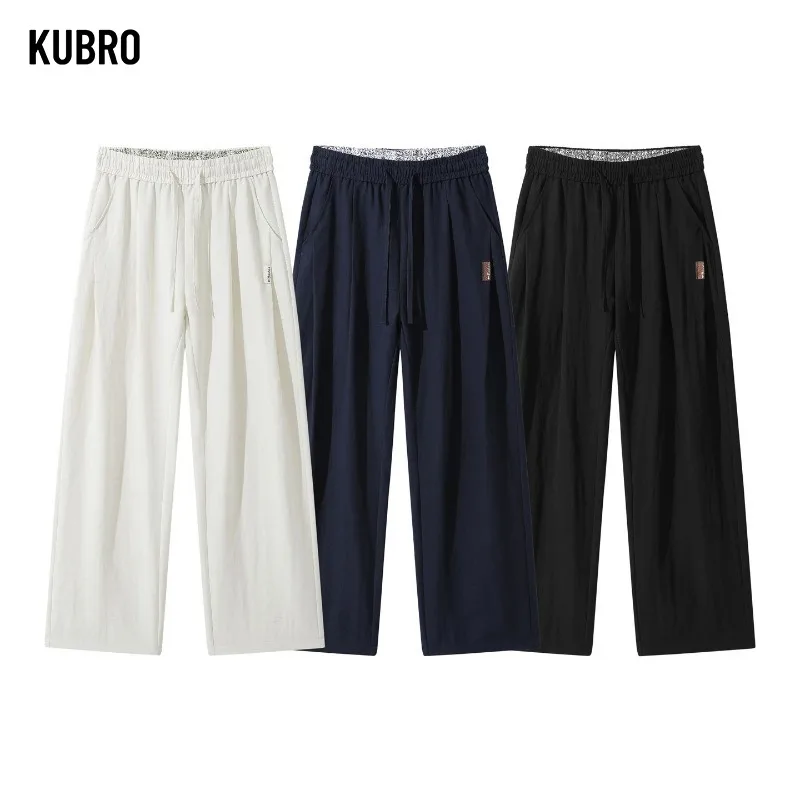 

Men's Causal Pants Lyocell Linen Sweatpants Trousers Straight Wide Leg Sweatpants Pocket Drawstring Elastic Waist Comfort Pants