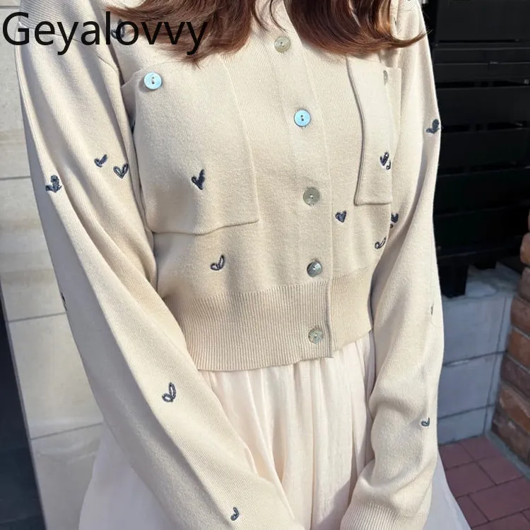 

Japanese Style Short Round Neck Single Breasted Long Sleeves Knitting Cardigan 2026 New Sweet Girls Easiest for Match Sweater