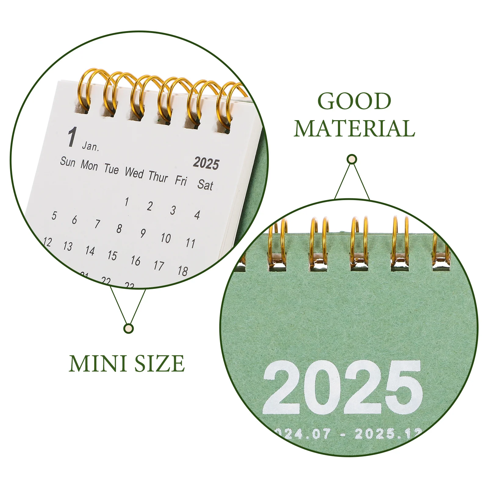 Calendrier de bureau 2025 Mini mignon pour enfants, ornements de maison sur pied, Table moderne vert