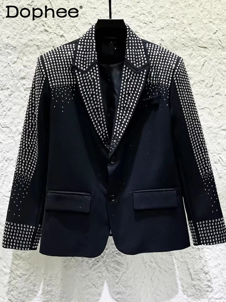 

Men's 2026 Spring New Sparkling Rhinestone Blazers Loose Fashion Trendy High-end Suit Jackets Handsome Blingbling Tailored Coats