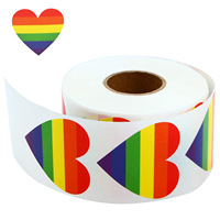 500pcs Heart Heart Pride Stickers Love Pride Rainbow Stickers Love Heart Baking Stickers Ribbon Love Rainbow Heart Shaped Tapes
