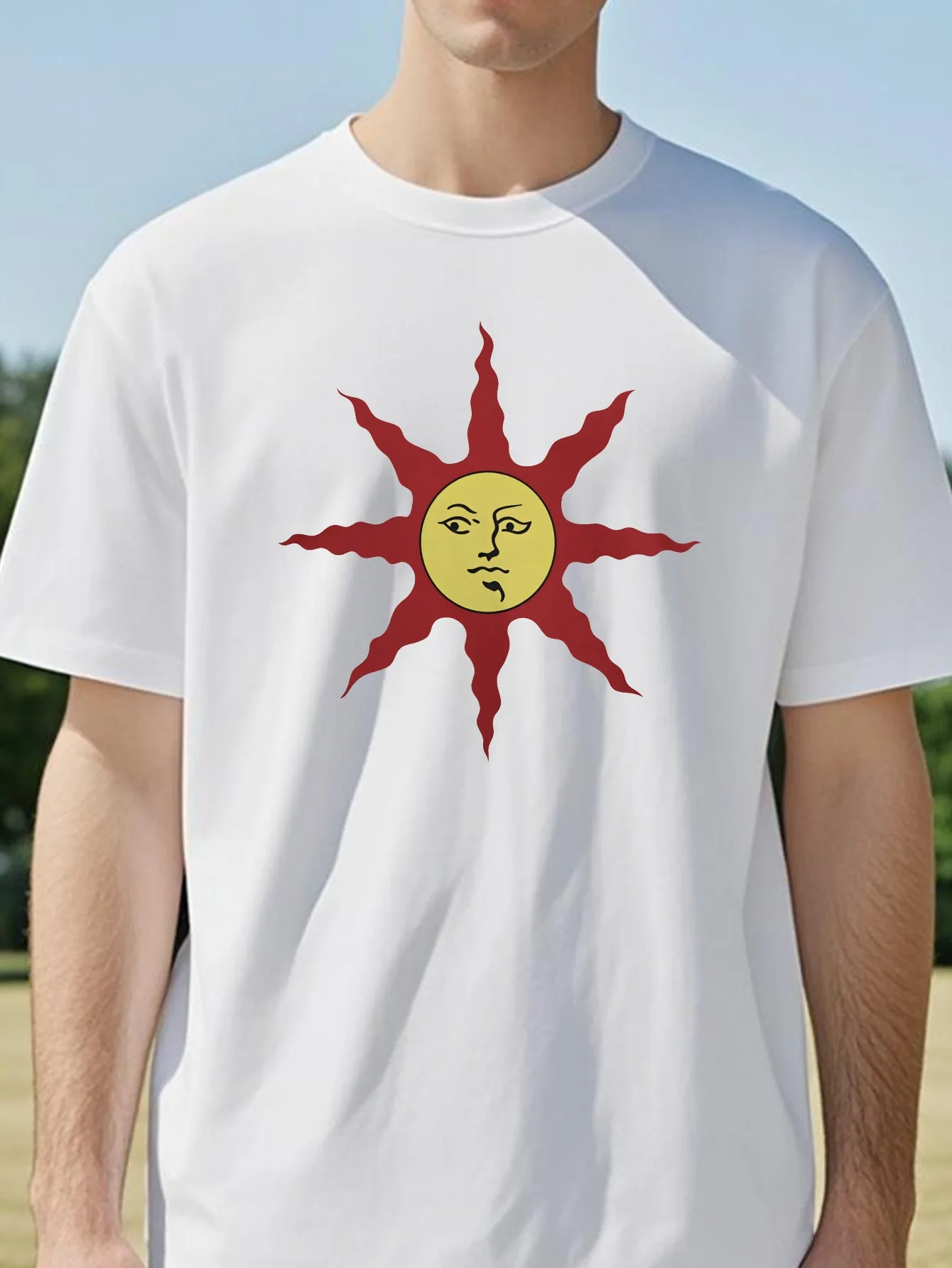 

Dark Souls Solaire of Astora Sun Symbol Praise the Sun Cotton T-Shirt Men Vintage Washed Everyday Breathable Tee