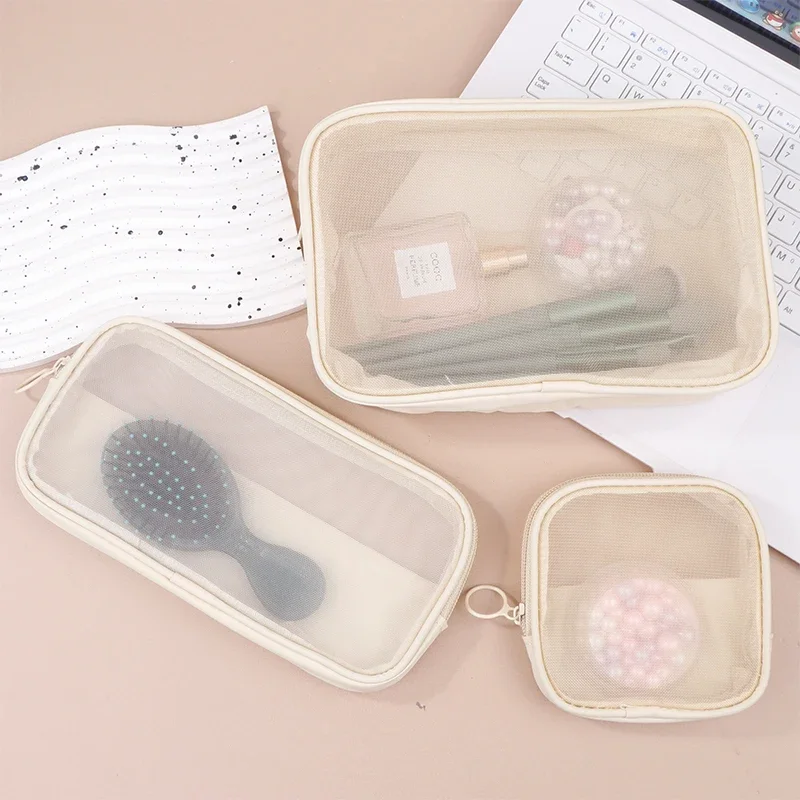

Mesh Clear Cosmetic Bags Small Large Black Makeup Bag Portable Travel Toiletry Organizer Case Lipstick Storage Pouch