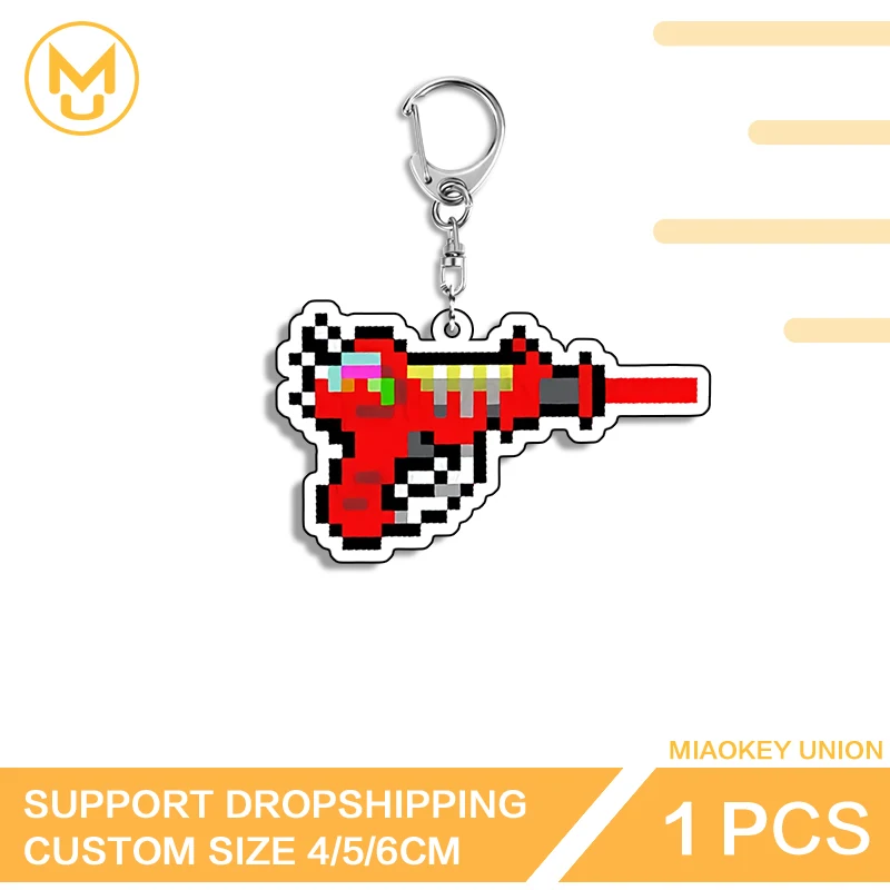 Pixel Red Gun Acrylic Key Holder Hot Selling Toys Keychain Things That Are Famous In Tk Decorative Line Of Photo Wall Key Slot