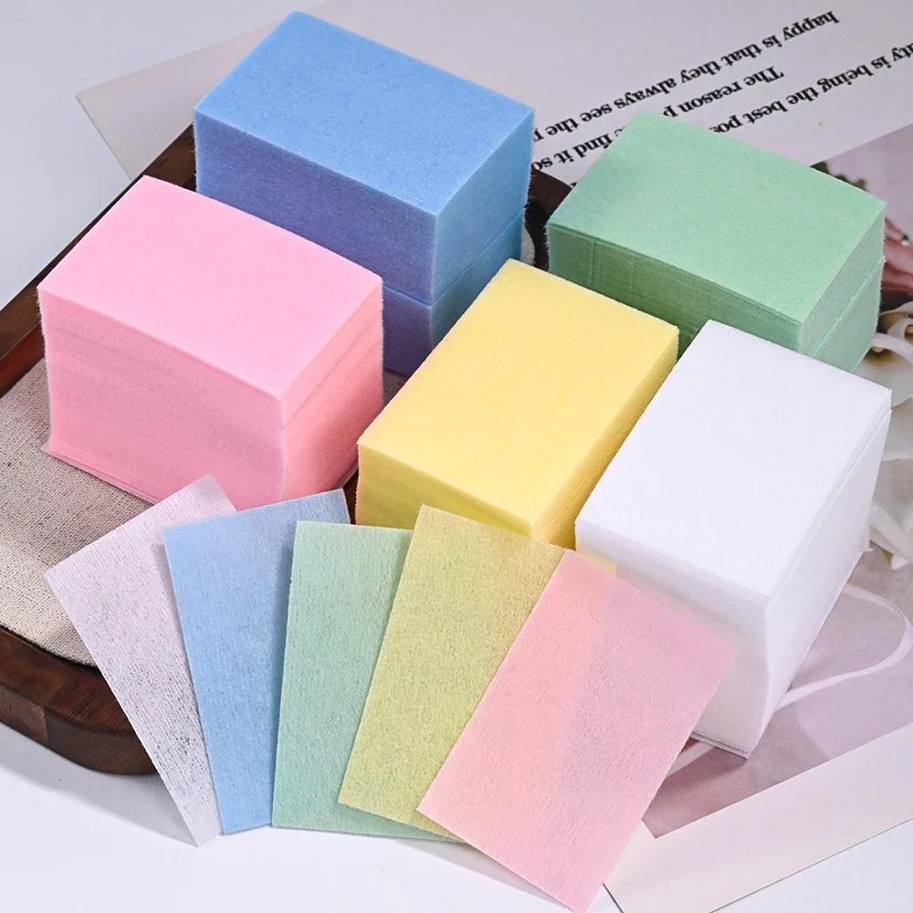100 Uds removedor de esmalte de uñas sin pelusa toallitas de algodón removedor de puntas de Gel UV limpiador de papel almohadilla de limpieza de esmalte de uñas herramientas de manicura
