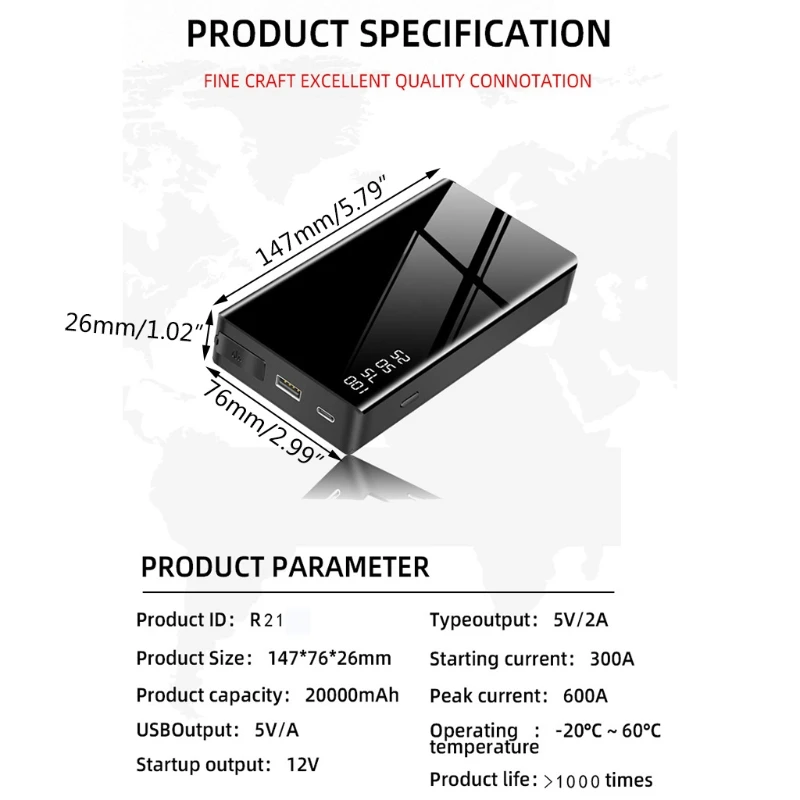 12V 320000mAh Jump Starter Portable Starting Device Power Bank Car Charger Device Auto Lithium Battery Booster