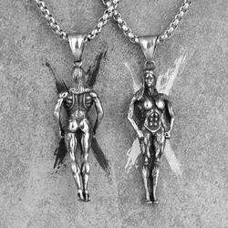 Femal Bodybuilding Fitness Long Men Necklaces Pendant Chain for Boyfriend Male Stainless Steel Jewelry Creativity Gift Wholesale