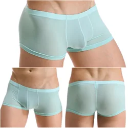 Men's Boxer Ice Silk Naked Feel Underwear Sports Breathable Panties Ultra-Thin Transparent Boxers Briefs High Elastic Underpants