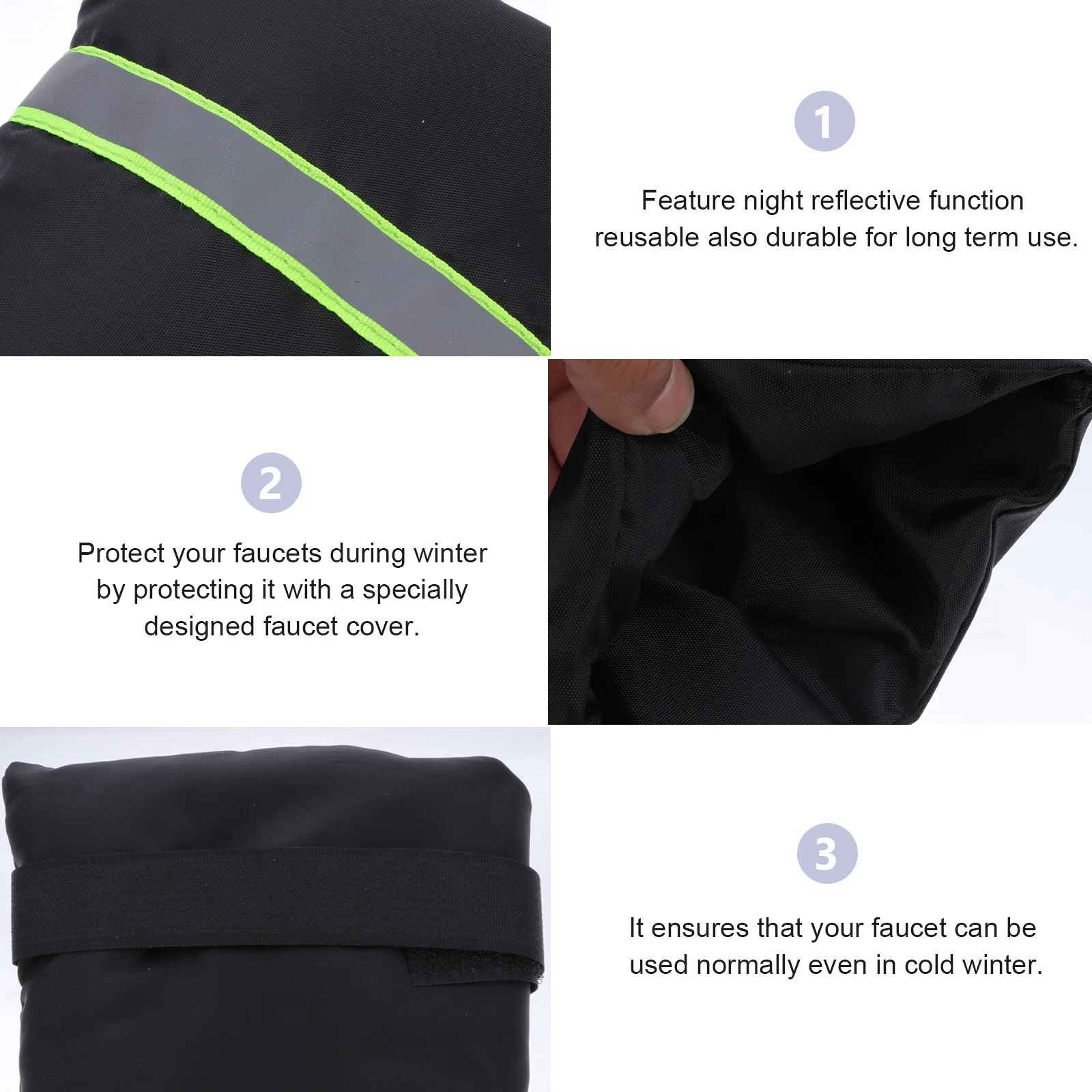 

2Pcs Winter Outdoor Faucet Covers Reflective Anti-Freeze Faucet Protector Water Tap Insulation Cover for Garden