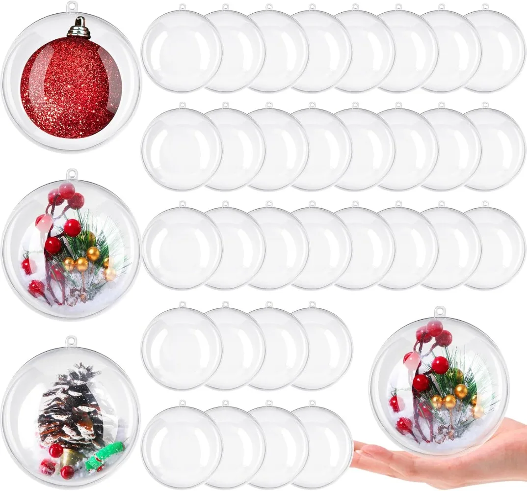 

Clear Plastic Ornaments, Large Clear Christmas Plastic Fillable Ornaments Ball, Xmas Tree Decorative Balls