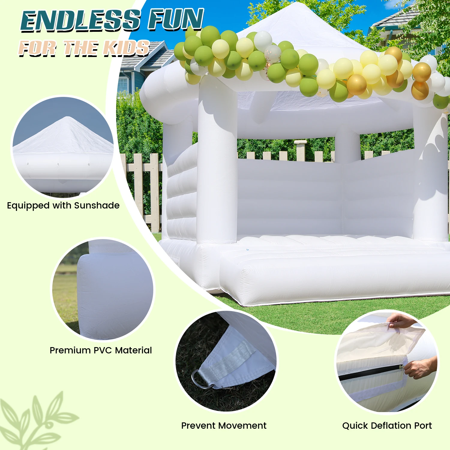 Holiday Birthday Party Commercial white inflatable trampoline castle children's toys children's playground