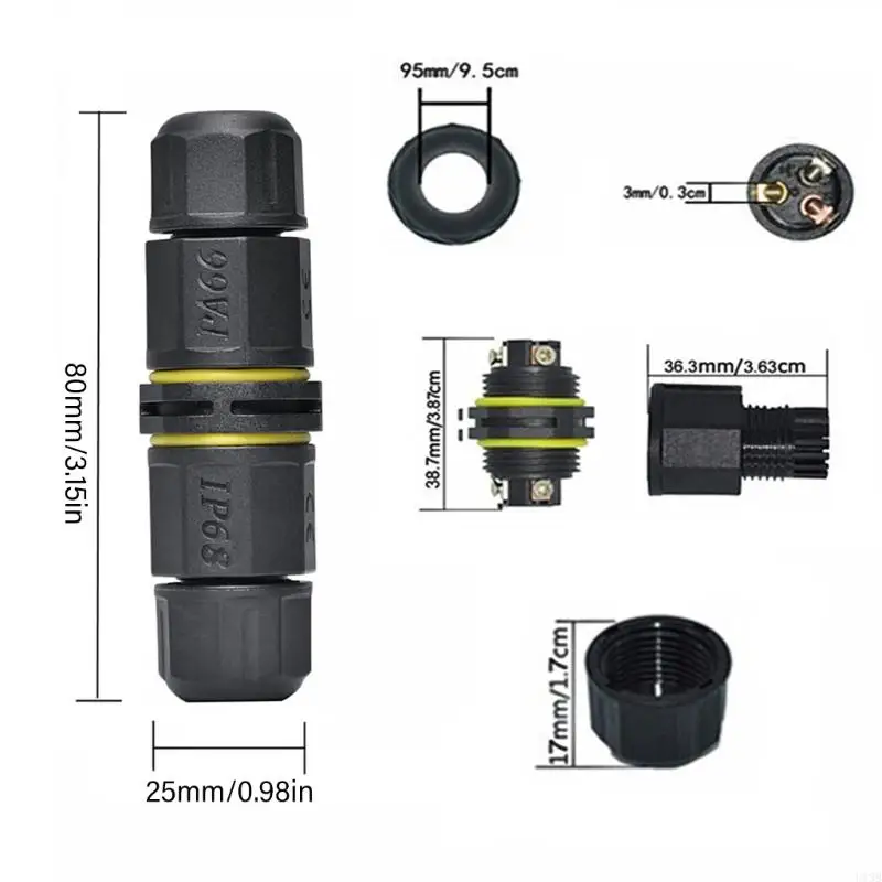 Conector impermeable libre U13B tipo recto cable y cable acoplamiento rápido