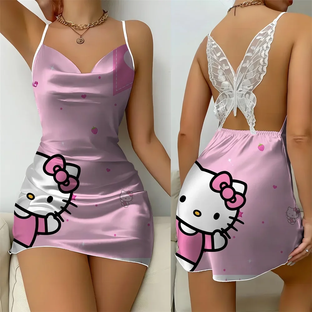 

2024 Fashion Cartoon Women Sexy Woman Ruffled Edge Nightgowns Sleepwear for Women Sexy Style Disney Skirt Mickey Pattern