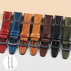 18mm 20mm 22mm Retro Genuine Leather Watchband for Tudor Stitching Vintage Bracelet for Seiko Cowhide Leather Strap for Rolex