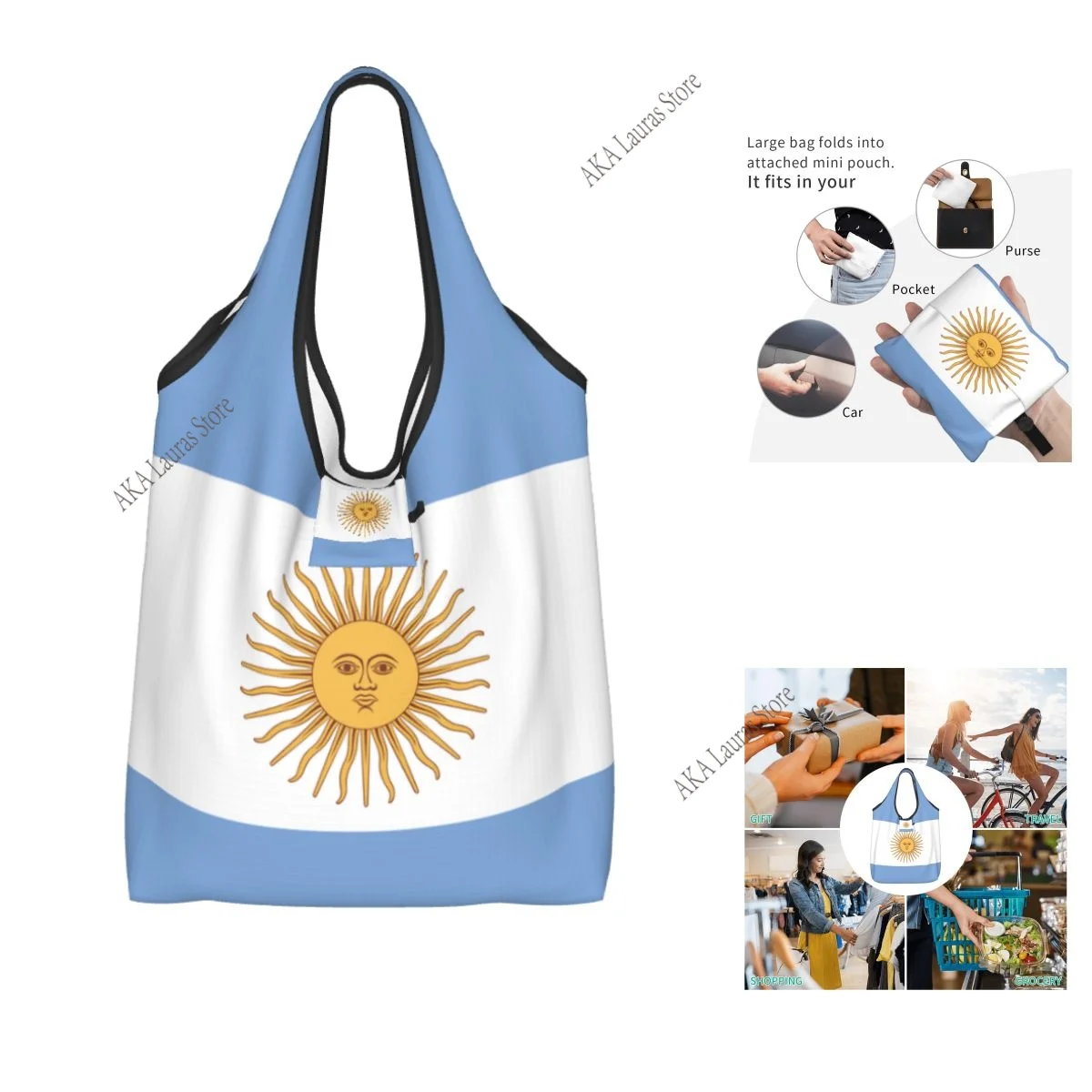 

Флаг Аргентины, продуктовая сумка для покупок, сумка-шоппер, большая сумка на плечо