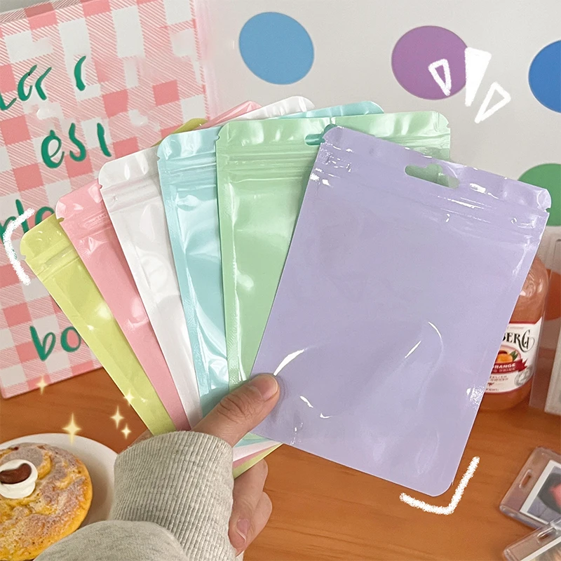 10Pcs Macaron Color Ziplock Bag Plastic Bag Thickened Color Storage Sealed Pocket Makeup Brush Packaging Storage Bag