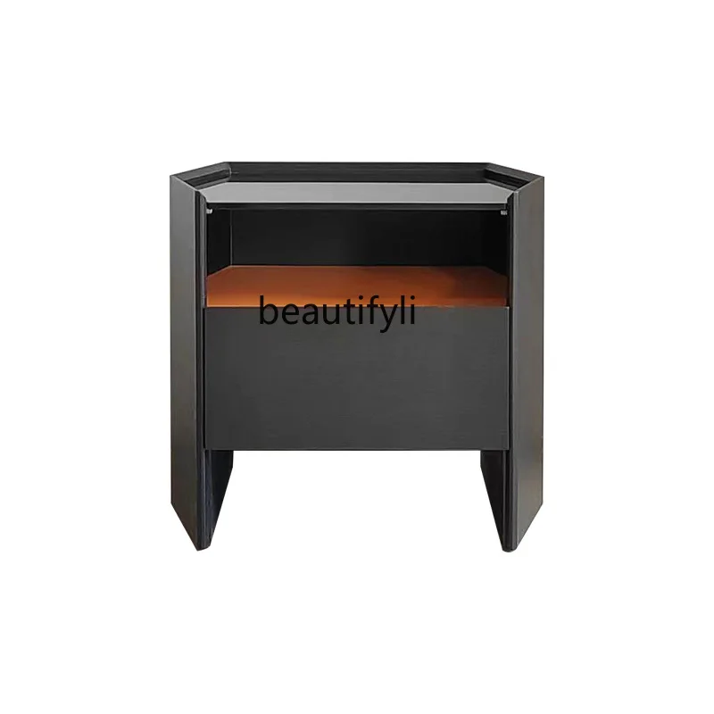 

Light Luxury Bedroom Bedside Cabinet Modern Minimalist Chest of Drawer Storage Cabinet Glass Bedside Storage Cabinet