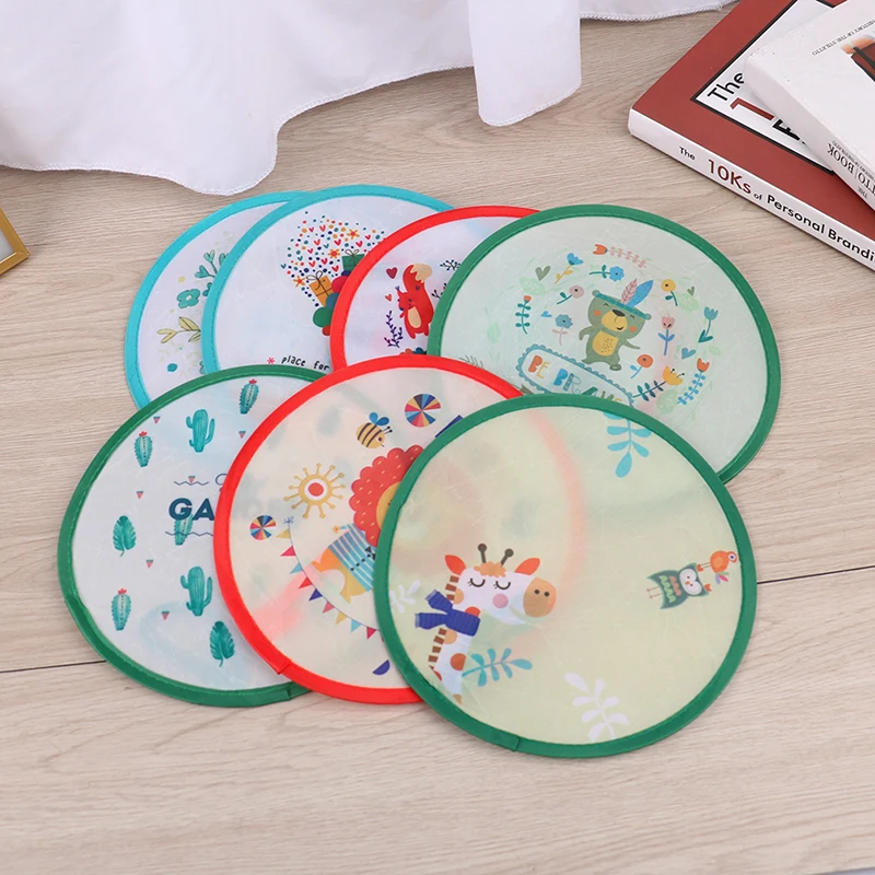 Mini Portable Folding Fan Portable Cartoon Pocket Cloth Fan Embroidery Flower Round Silk Fans Creative Foldable Fan Gift