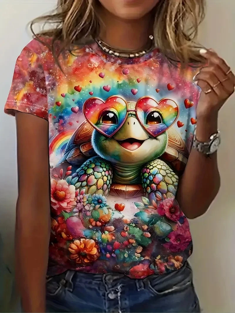 

Women's Plus Size 3D Printed Short Sleeved Tshirt, Loose and Casual, Soft, Comfortable and Breathable, Suitable Outdoor Sports