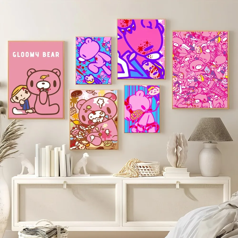 Cartoon G-Gloomy Bear Pink Poster Prints Wall Painting Bedroom Living Room Decoration Office Home