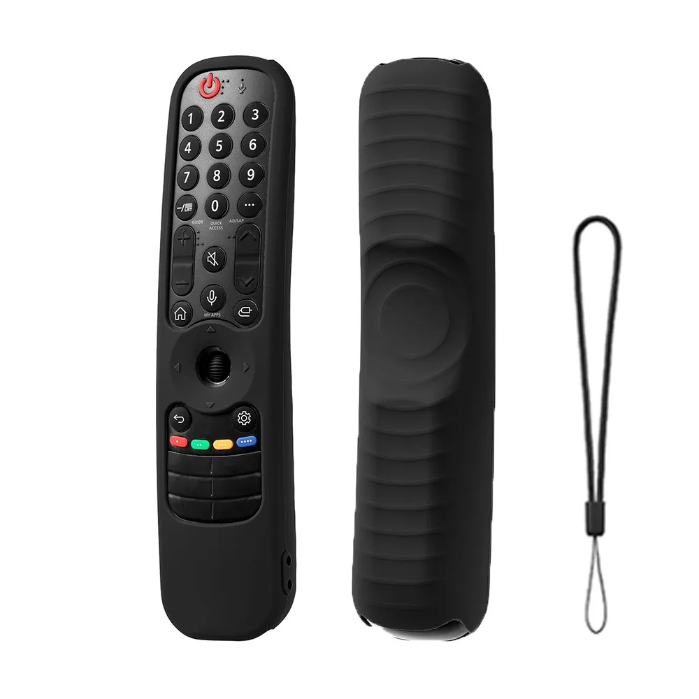 Silicone Protective Case with Lanyard Shockproof Remote Controller Cover Solid Color Portable for LG AN-MR21N21GA/MR21GC