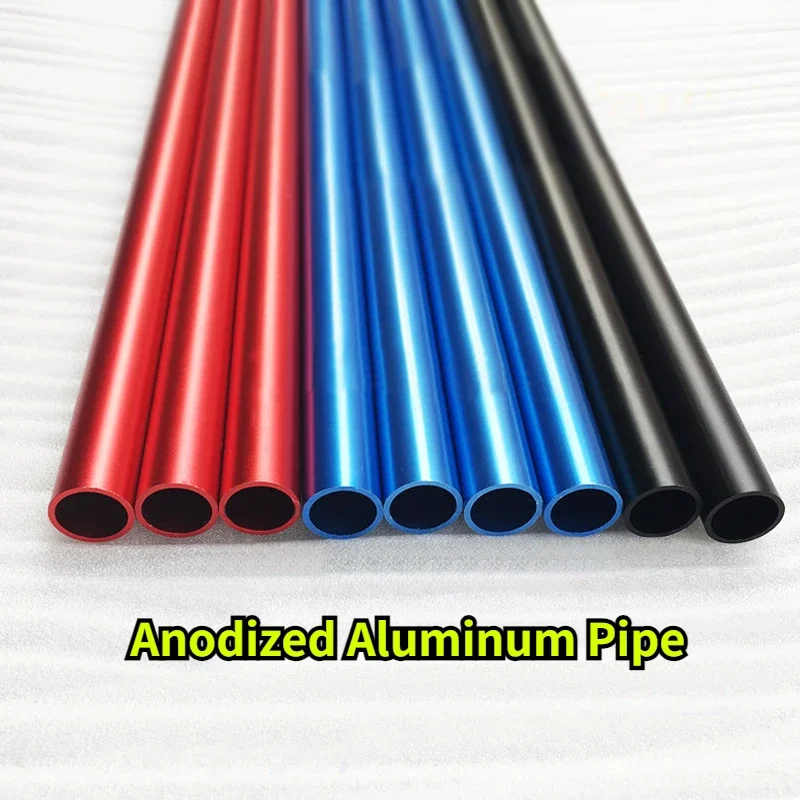 2Pcs Length 495mm Colored Aluminum Alloy Tube Anodized Aluminum Pipe OD 5-20mm Wine Red/Treasure Blue/Matte Black