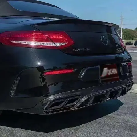 메르세데스 벤츠 C 클래스 W205 C63 C200 C260 C300 탄소 섬유 백 립 자동차 후면 범퍼 디퓨저 스플리터 스포일러 바디 키트