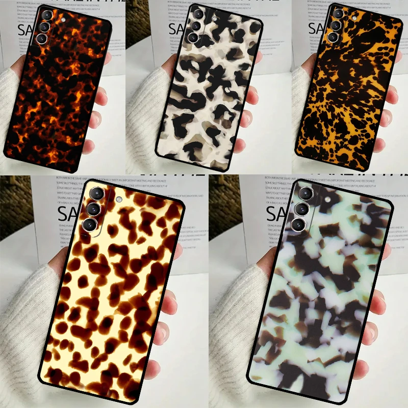 Tortoise Pattern Tortoiseshell Case For Samsung Galaxy S24 S23 S22 Ultra Note 10 Plus Note 20 S9 S10 S20 S21 FE Back Cover