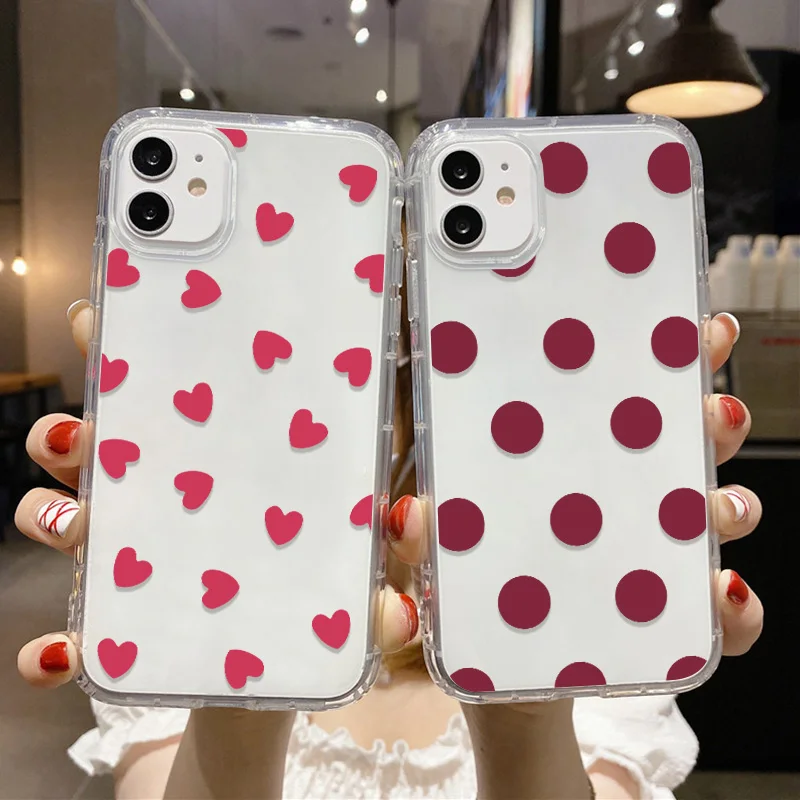 Doorzichtige TPU Telefoon Hoesjes Iphone 15 Hoesje Iphone 11 14 12 13 Pro Max X Xr Xs Plus Se 2022 2020 Cover Love Heart Fundas