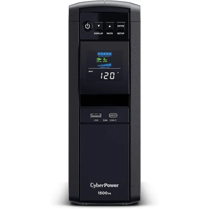 Sinewave UPS System, 1500VA/1000W, 12 Outlets, AVR, Mini Tower,Black