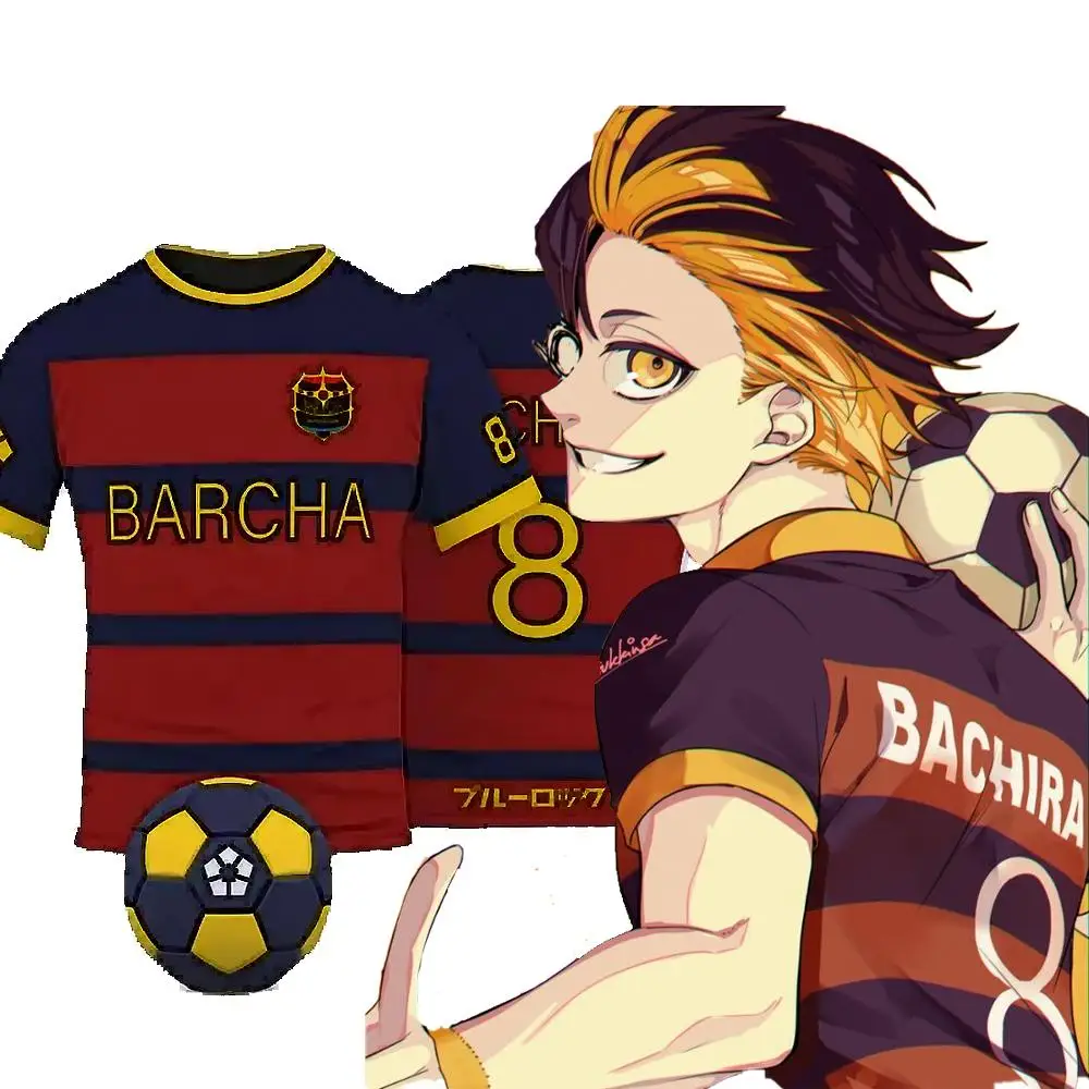 

Anime Blue Lock Cartoon Role Playing Jersey Y2K Summer Breathable Casual Short Sleeve Children's Super Loose Round Neck Top