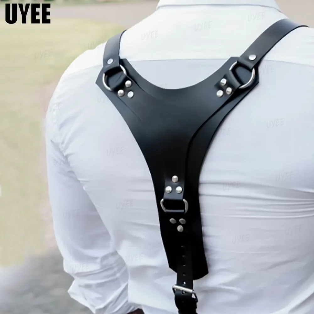 UYEE Vintage Men's Suspender PU Leather Brace Male Strap For Women Wild Leisure Casual Belt Shirt Suspenders Jeans Accessories