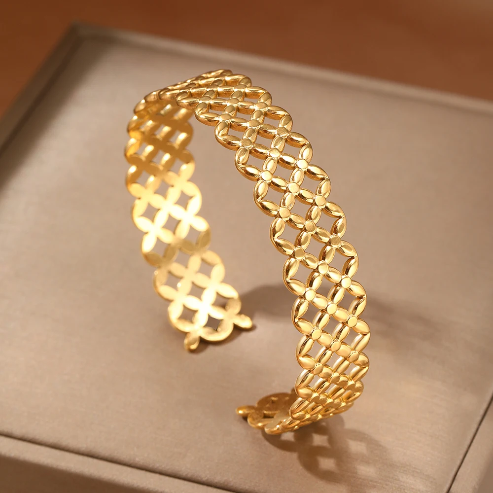 Stainless Steel Bracelets New geometrical Hollow Rhombic Bracelets Exaggerated Bracelet For Women Jewelry Banquet Creative Gifts