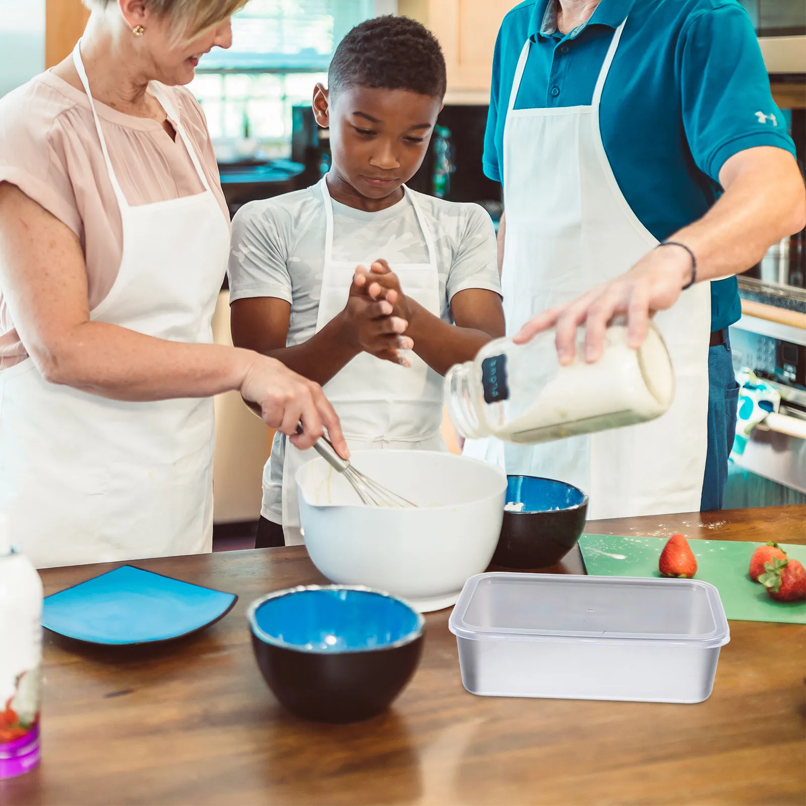 

Stainless Steel Cake Steaming Mold 28x28x8cm Tiramisu Baking Pan with Transparent Lid for Baking Dessert Serving Oven Use