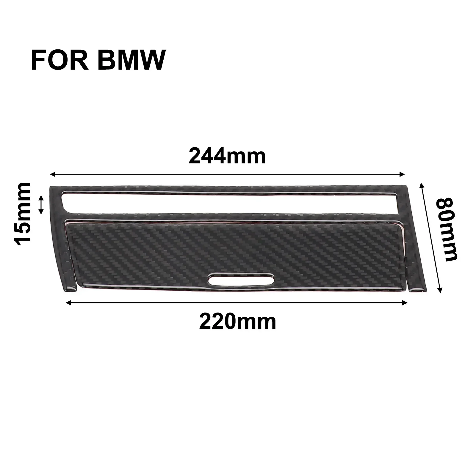 2PCS Car Central Cover Decoration Strip Trims For BMW 3 Series E46 1998-2005 243x68 Mm Carbon Fiber Interior Decoration Black