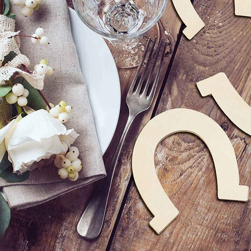 

48pcs Wood Pendant Horseshoe Shape Unfinished Slices Diy Craft Accessory Creative Decoration Chip Home Wall Art Piece Wood Slice