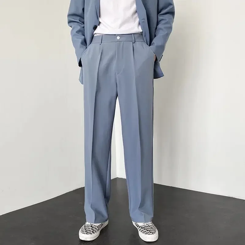 

New Men's Suit Pants Korean Business Casual Suit Pants Fashion Loose Fitting Straight Leg Pants Elegant Social Men's Clothing